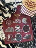 Maroon football icons T-shirt by P&PD Wholesale, Heather maroon color, casual fit, featuring football graphic design.