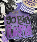 Heather purple GO BIG PURPLE TEE by P&PD Wholesale, front view showing bold text design on soft cotton fabric.