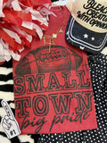 Heather red Small Town Big Pride T-shirt by P&PD Wholesale, showcasing the front design on a youth small size tee.