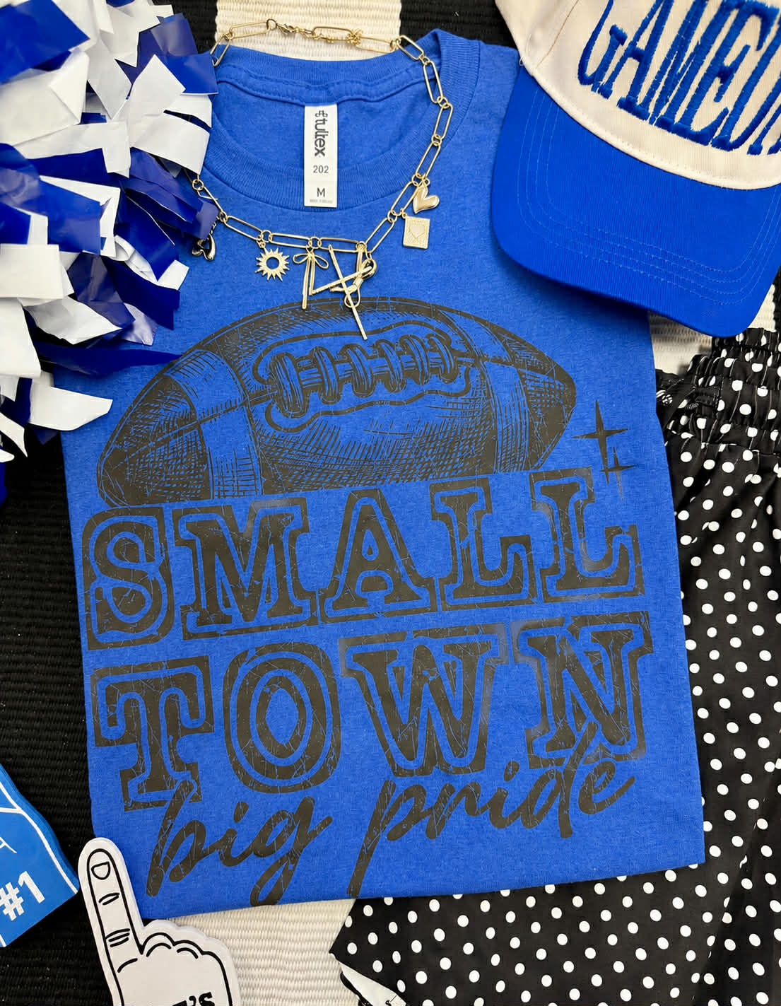 Small Town Big Pride blue T-shirt by P&PD Wholesale, Heather Royal Blue, casual crewneck tee for men or women.