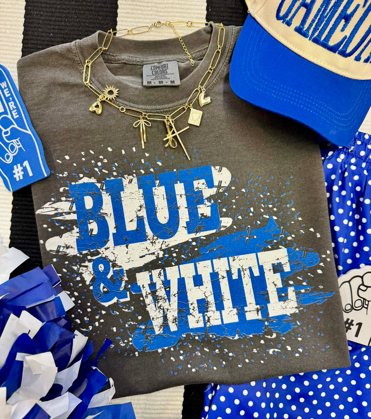 Blue and white splatter t-shirt by P&PD Wholesale, casual short-sleeve tee with a modern, artistic design.