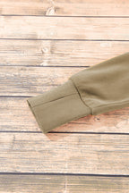 Brown zip-up stand collar sweatshirt with thumbhole sleeves from Shewin, casual and comfortable for everyday wear.