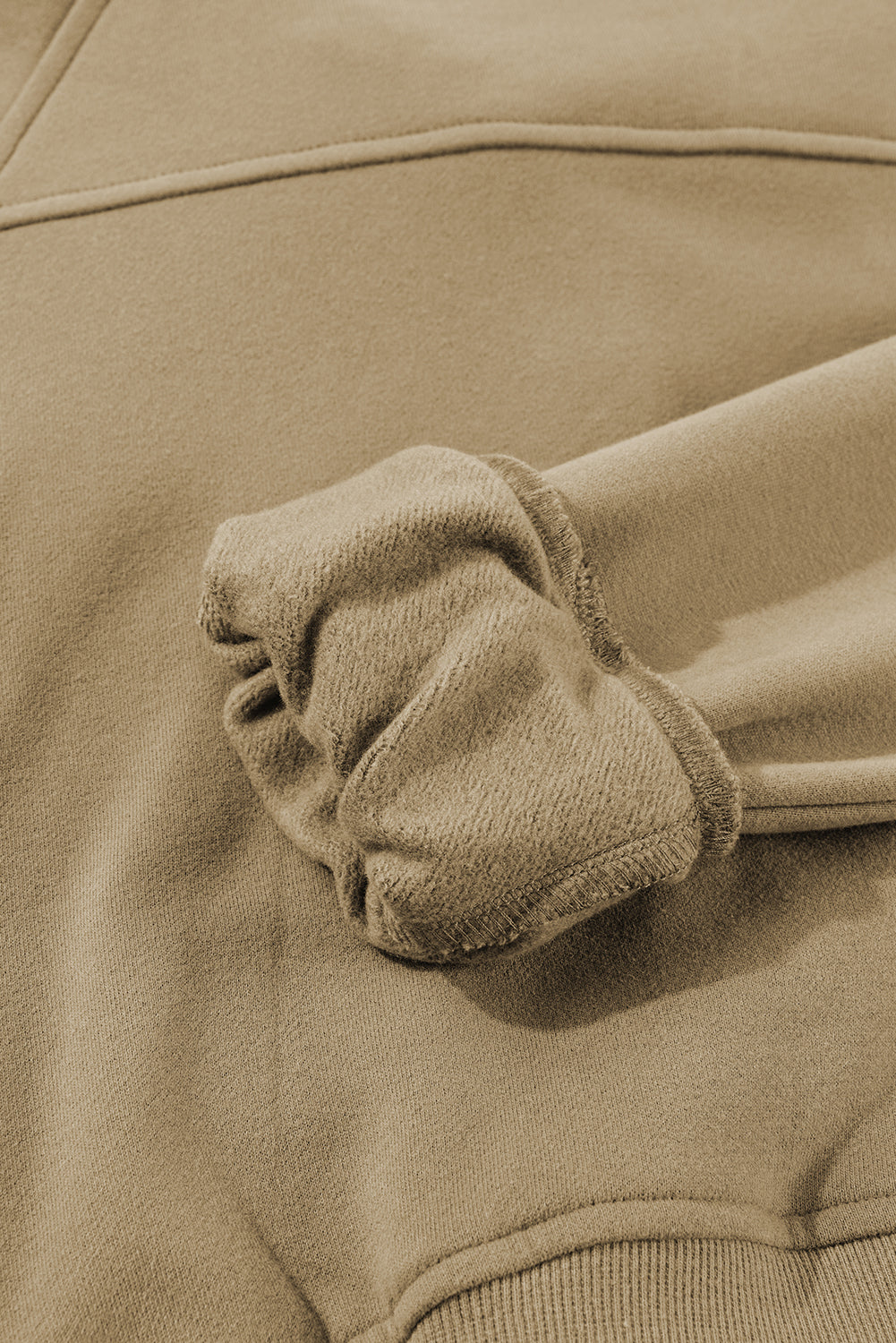 Brown zip-up sweatshirt with stand collar and thumbhole sleeves by Shewin, casual and cozy for everyday wear.