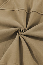 Brown zip-up sweatshirt with stand collar and thumbhole sleeves from Shewin, casual and comfortable for everyday wear.