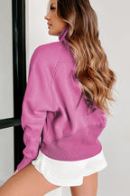 Brown zip-up sweatshirt with stand collar and thumbhole sleeves by Shewin, casual and comfortable for everyday wear.