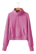 Brown zip-up sweatshirt with stand collar and thumbhole sleeves from Shewin, casual hooded sweatshirt for comfort and style.