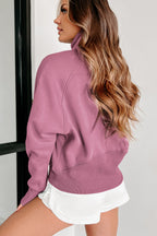 Brown zip-up sweatshirt by Shewin with stand collar and thumbhole sleeves, casual and comfortable for everyday wear.
