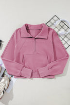 Brown zip-up sweatshirt with stand collar and thumbhole sleeves by Shewin, casual and comfortable for everyday wear.