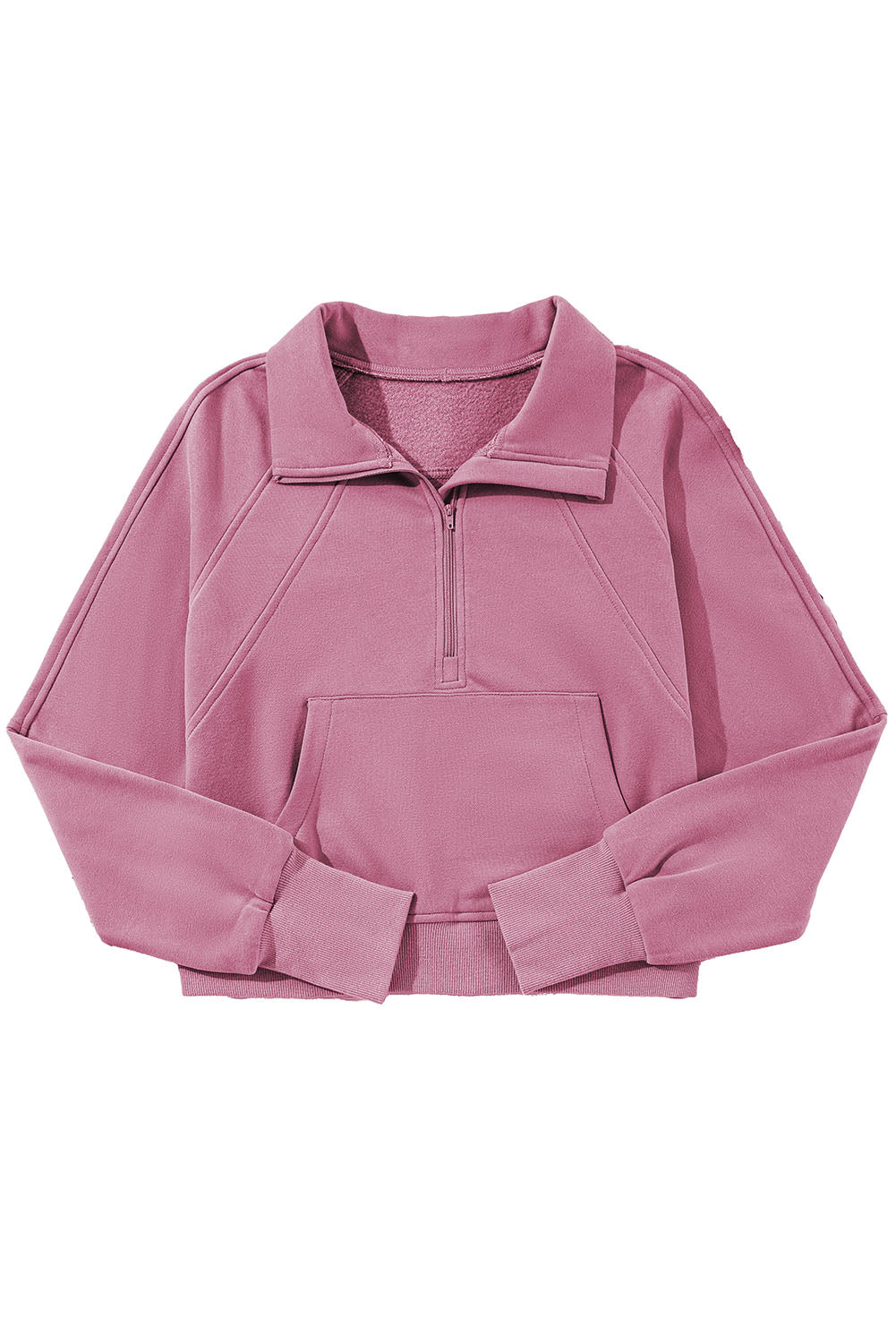 Brown zip-up sweatshirt with stand collar and thumbhole sleeves by Shewin, featuring a casual and comfortable design.