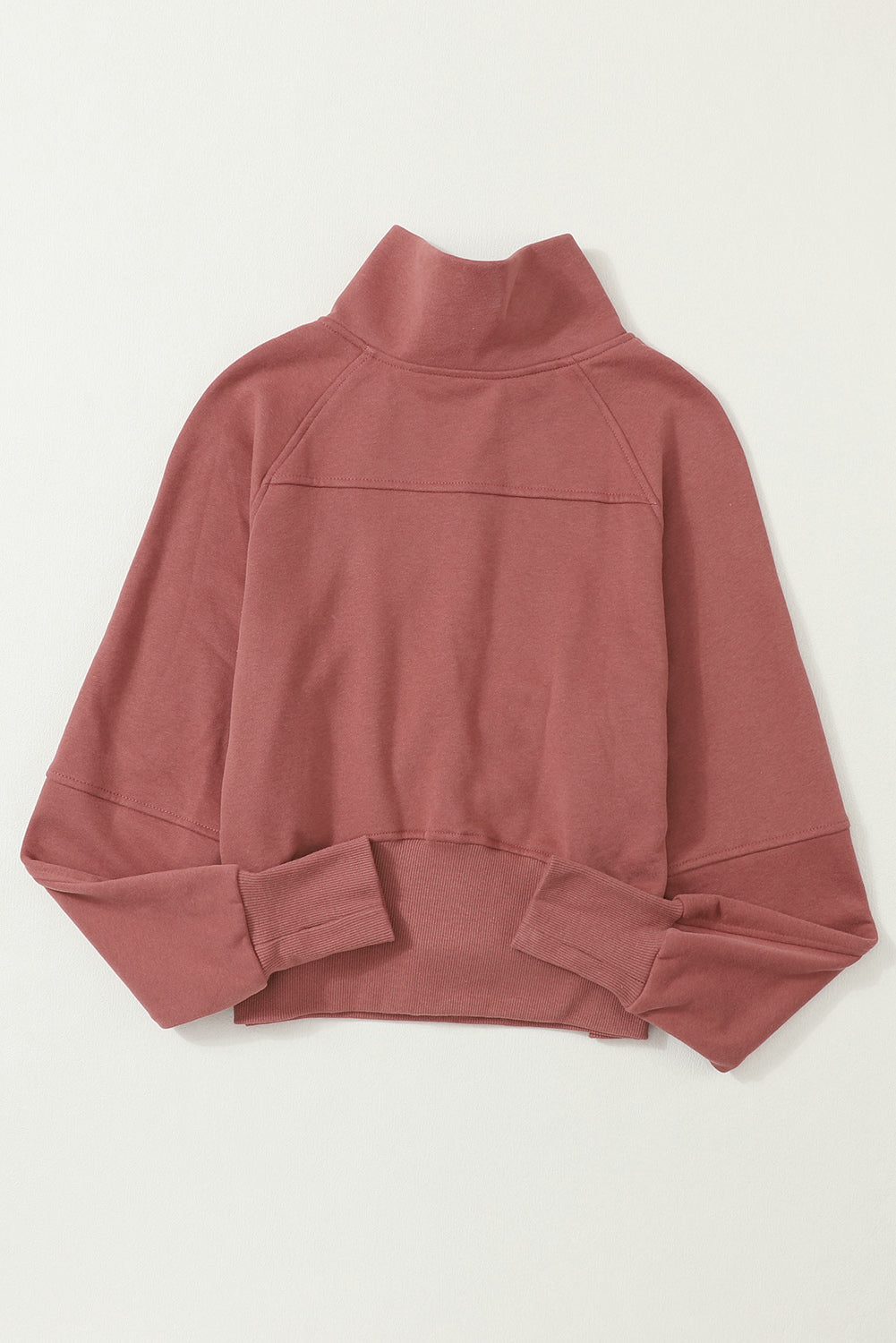 Brown zip-up sweatshirt with stand collar and thumbhole sleeves from Shewin, casual and comfortable for everyday wear.