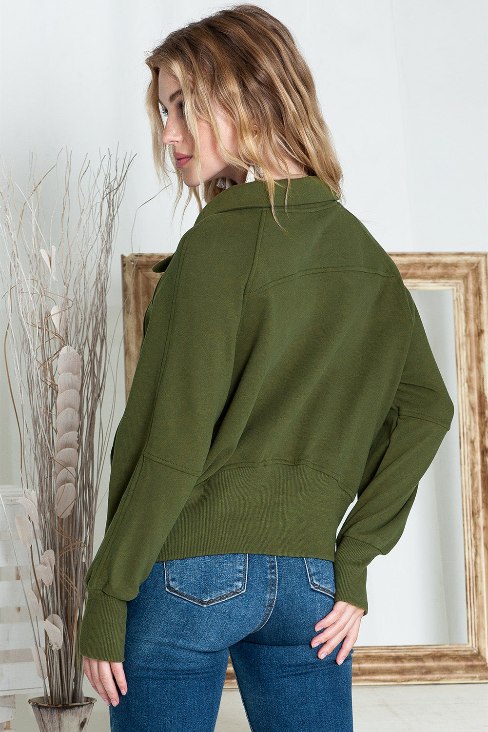 Shewin brown zip-up sweatshirt with stand collar and thumbhole sleeves, casual hoodie for comfortable streetwear style.