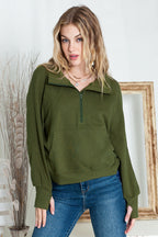 Brown zip-up sweatshirt with stand collar and thumbhole sleeves from Shewin, casual and comfortable for everyday wear.