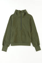 Brown zip-up sweatshirt with stand collar and thumbhole sleeves from Shewin, casual and comfortable for everyday wear.