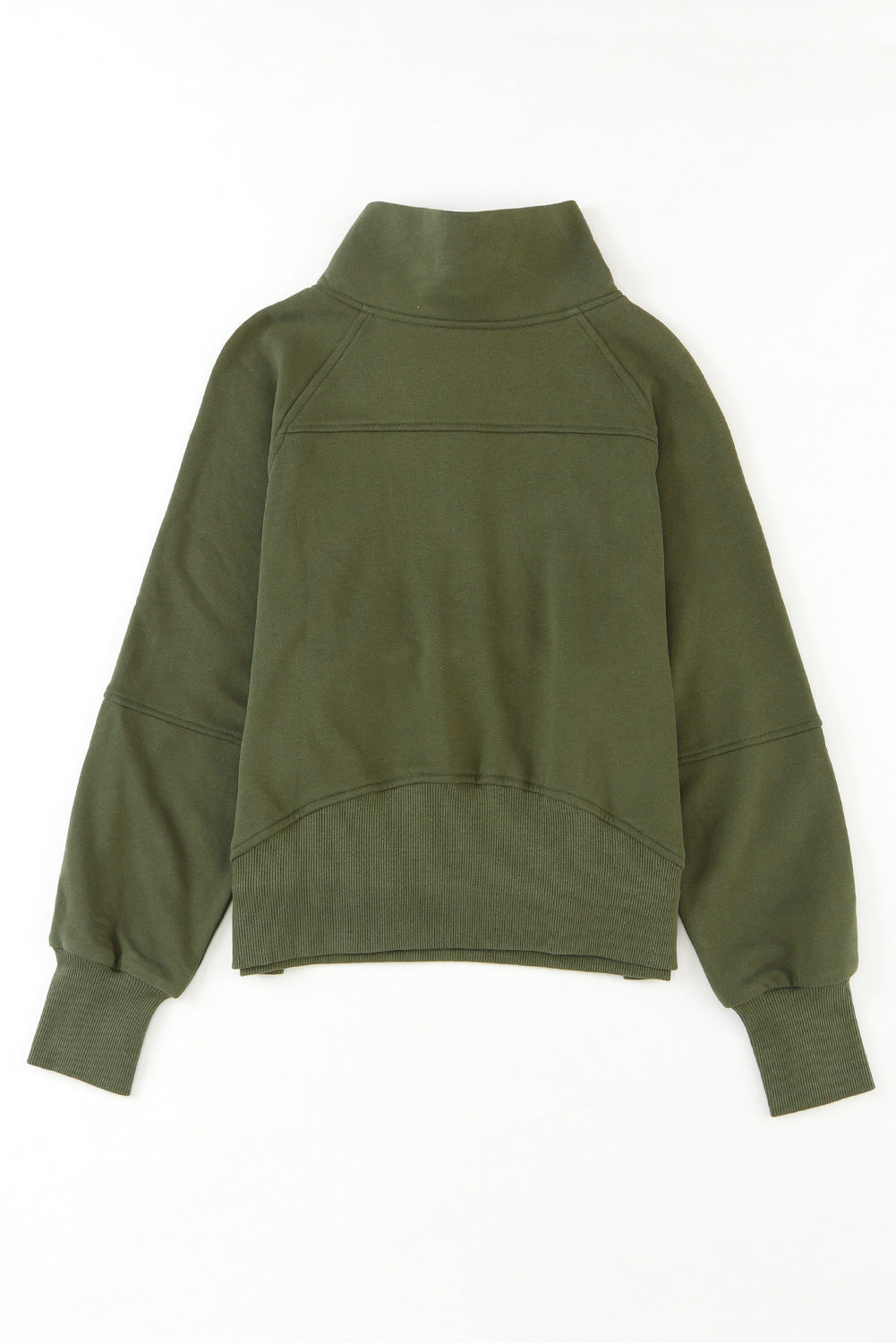 Brown zip-up sweatshirt with stand collar and thumbhole sleeves from Shewin, featuring a casual, comfortable hoodie design.