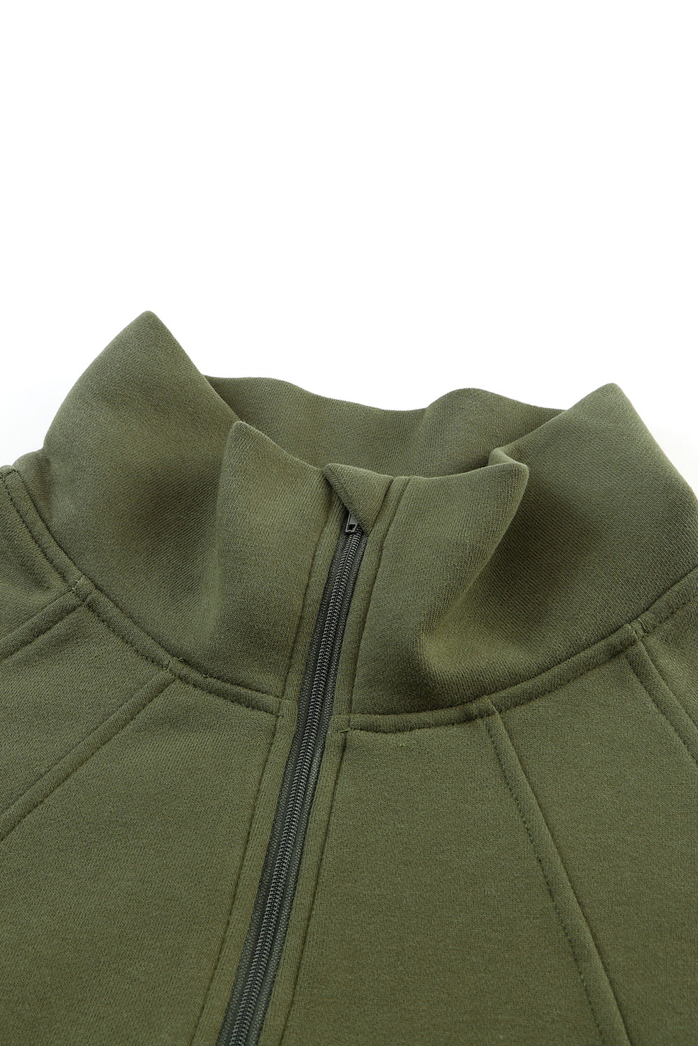 Brown zip-up sweatshirt with stand collar and thumbhole sleeves by Shewin, casual and comfortable for everyday wear.