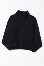 Brown zip-up sweatshirt with stand collar and thumbhole sleeves from Shewin, casual and comfortable for everyday wear.