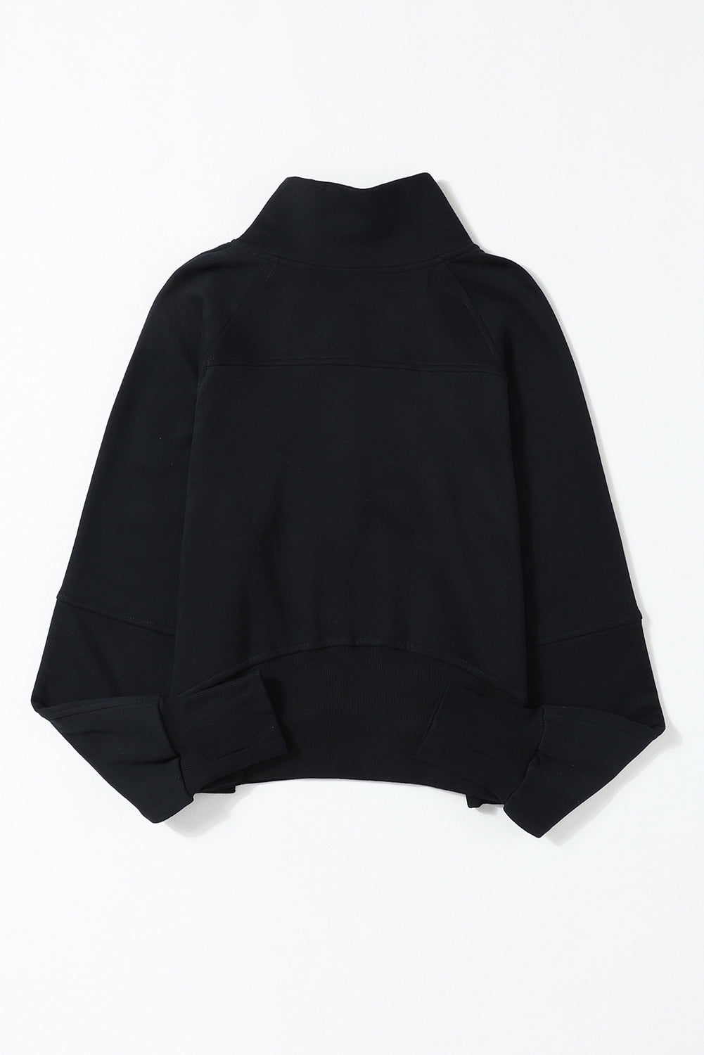 Brown zip-up sweatshirt with stand collar and thumbhole sleeves by Shewin, casual hoodie for comfortable style.