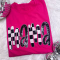 Pink Mama Checkerboard by Shop Southern Belle, close-up of the pink and white checkered pattern on the product.