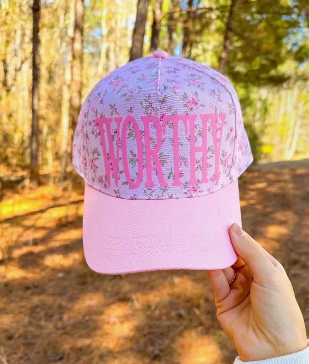 Southern Bliss trucker hats featuring Amen, Worthy, and Forgiven designs, with mesh backs and bold front logos.