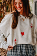 Southern Bliss Co. Queen Card sweatshirt, soft grey casual hoodie with Queen card graphic, comfortable and stylish for everyday wear.