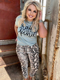 Brown snakeskin lightweight buttery joggers by Texas True Threads, stylish and comfortable bottoms with a trendy print.