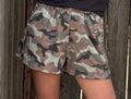 Texas True Threads camo print shorts, casual bottoms with a camo pattern, perfect for outdoor or everyday wear.
