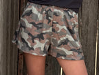 Texas True Threads camo print shorts, casual bottoms with a camo pattern, perfect for outdoor or everyday wear.