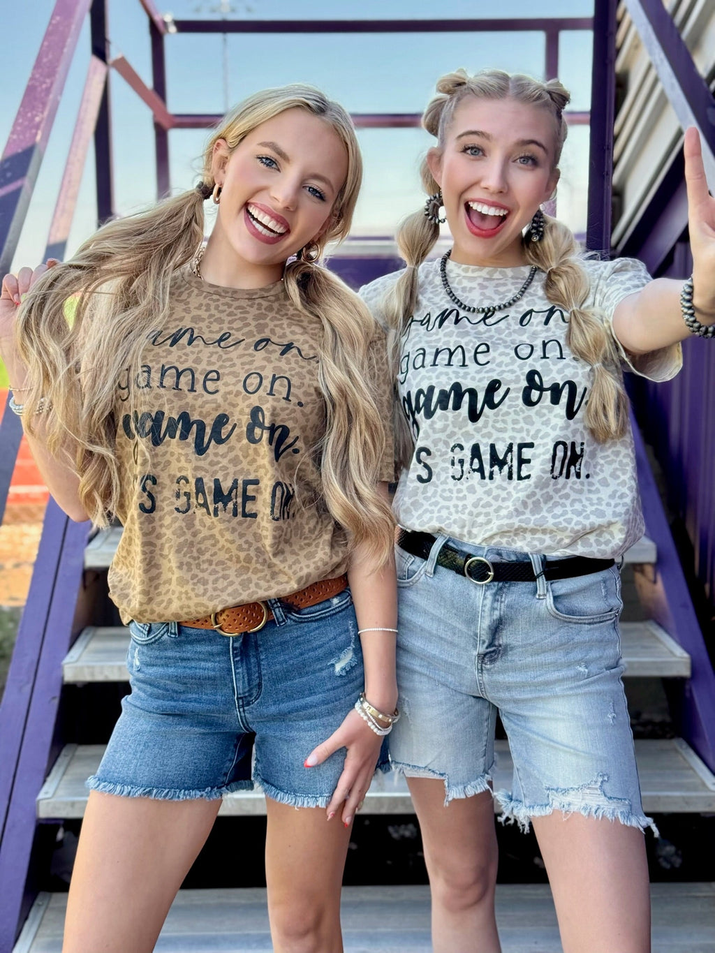 Natural Leopard tee by Texas True Threads featuring a "Game On" graphic on soft, breathable fabric.