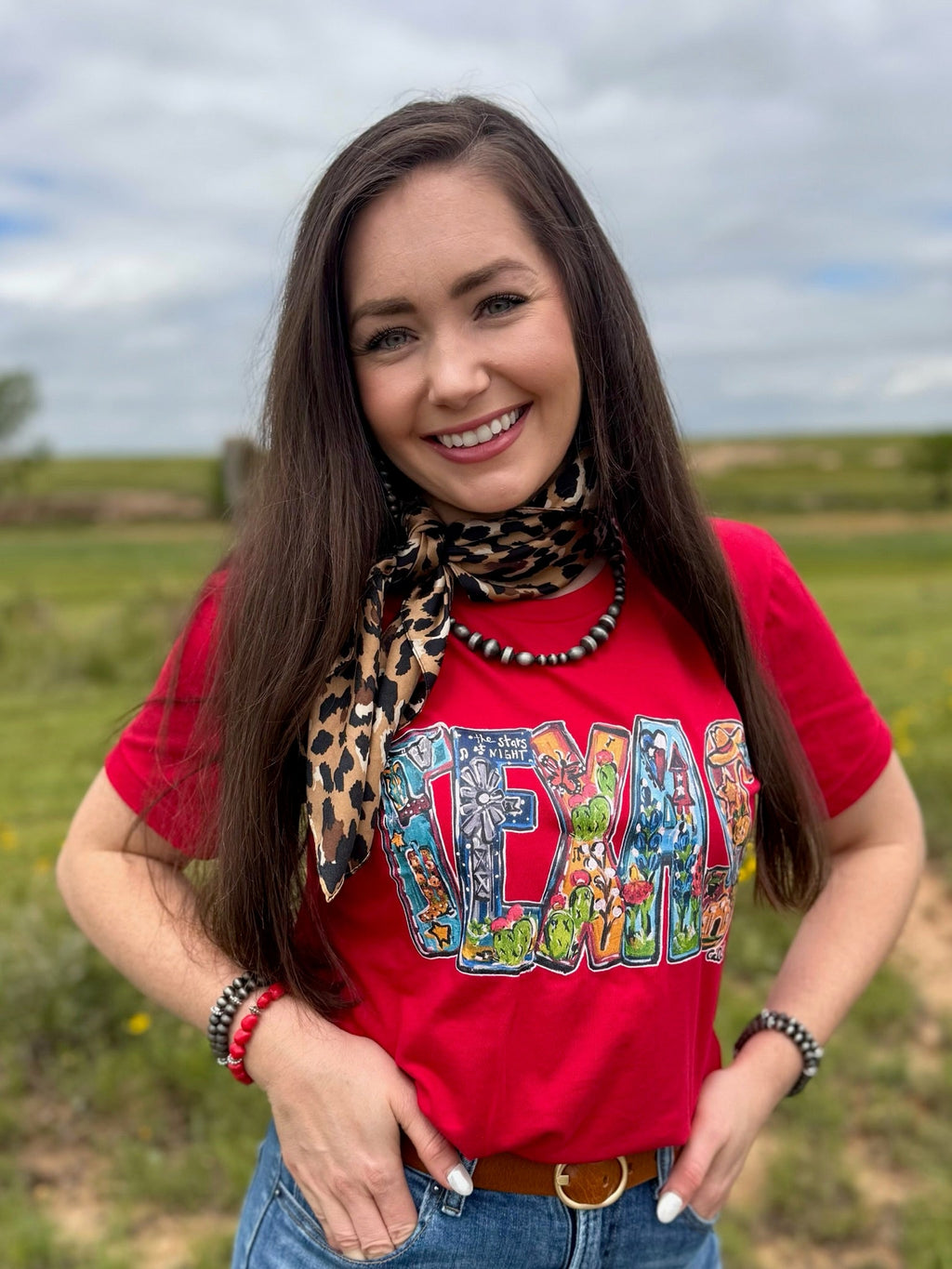 Red Callie Ann Stelter All Things Texas Tee by Texas True Threads, featuring a comfortable cotton fabric and Texas-themed design.