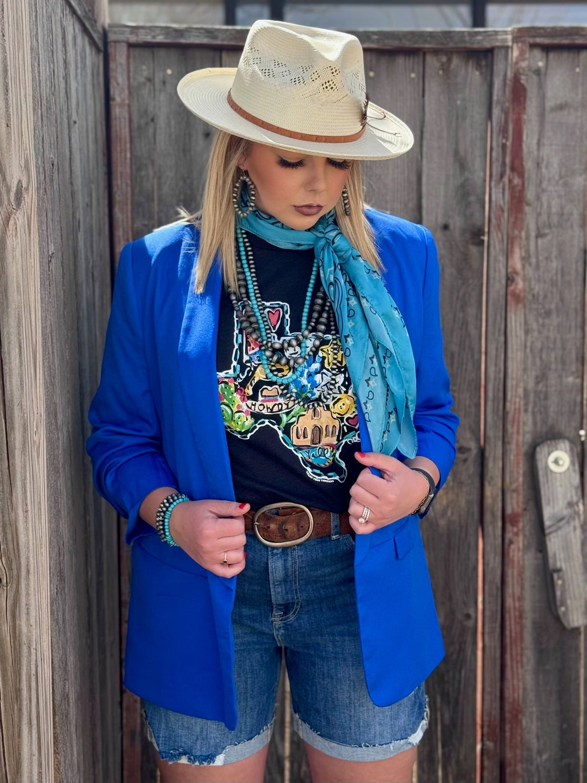 Callie Ann Stelter Texas Icons Tee by Texas True Threads, black cotton T-shirt with Texas-themed graphic design.