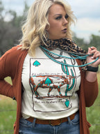 Texas True Threads Lauren's Longhorn Tee, natural cotton short-sleeve T-shirt with longhorn graphic, casual and comfortable style.