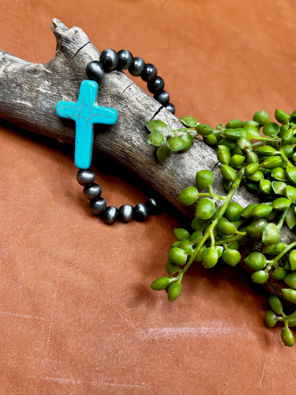 Texas True Trends Canyon Bracelet, a stylish accessory with natural stone beads and metal accents, perfect for casual wear.