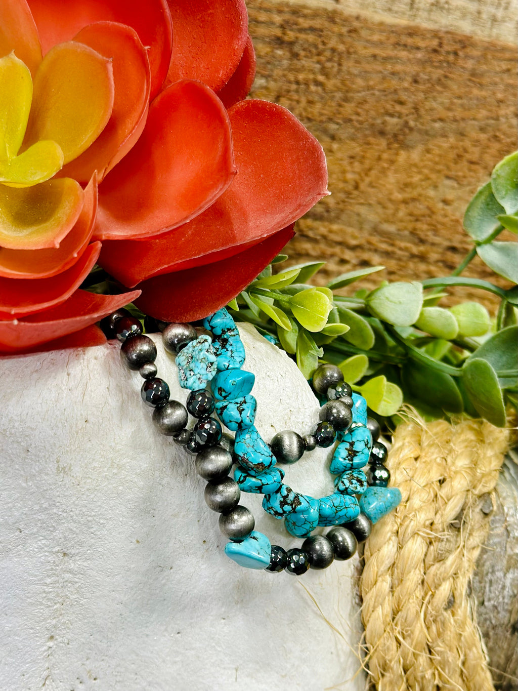 Texas True Trends Dallas bracelet set featuring multiple stylish bracelets with beads and charms, perfect for layered jewelry looks.