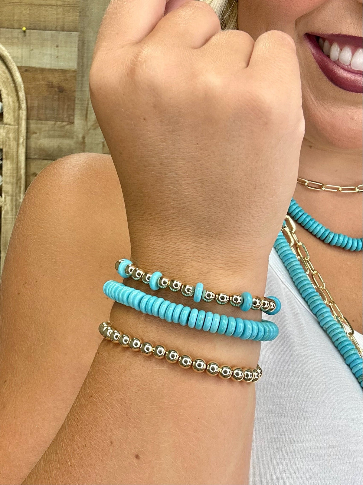 Sonora bracelet set by Texas True Trends showing multiple stylish bracelets with beaded and metal accents.