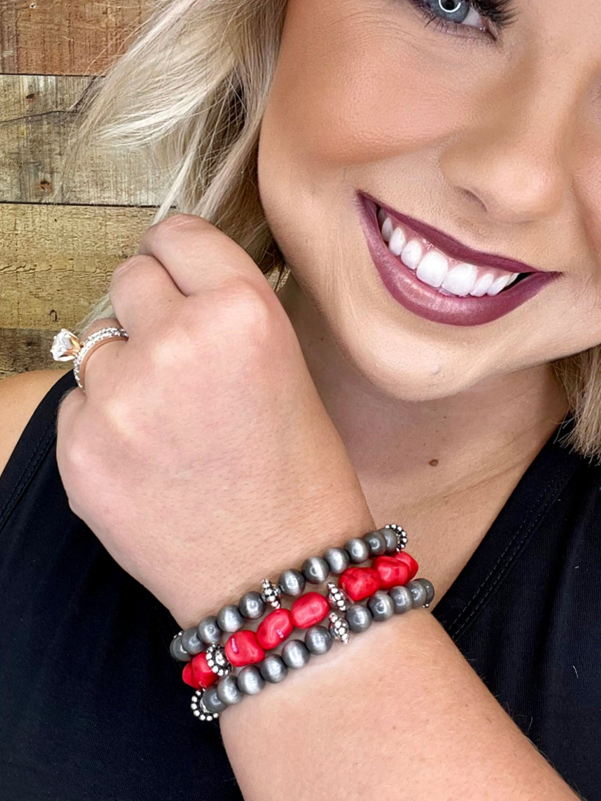 Set of stylish Stanton bracelets from Texas True Trends featuring multiple layered designs in mixed metals.