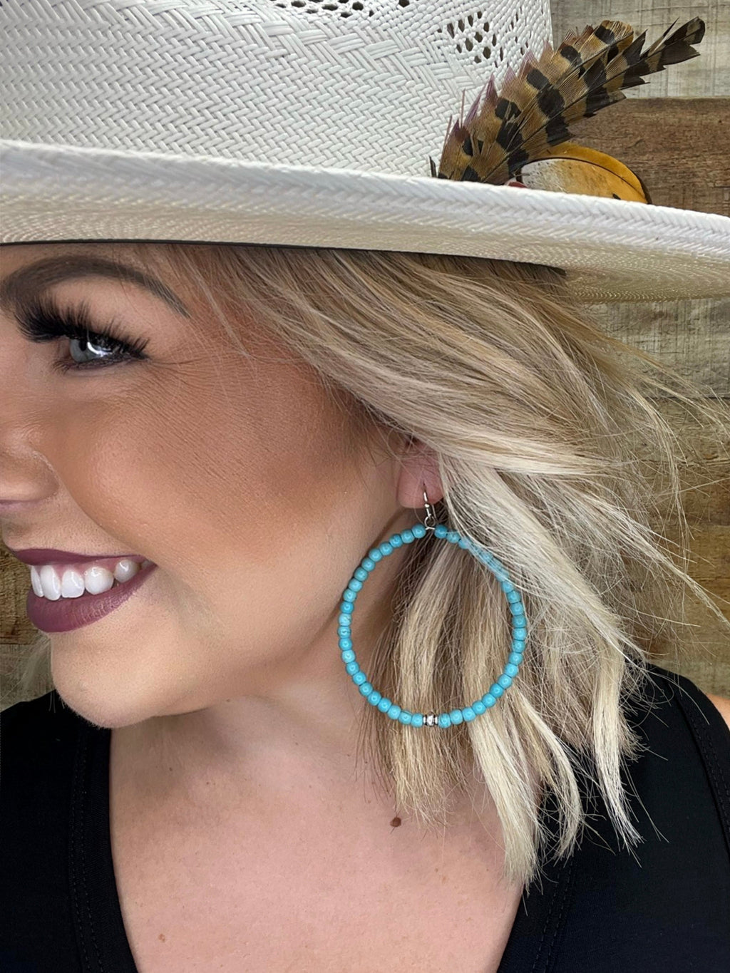 Large Crockett earrings by Texas True Trends featuring bold, stylish earrings with intricate design in a natural, eye-catching style.